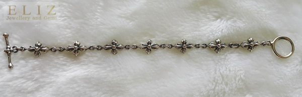 Gothic Flower .925 Sterling Silver T Clasp 8' Bracelet 23.7 Gram's
