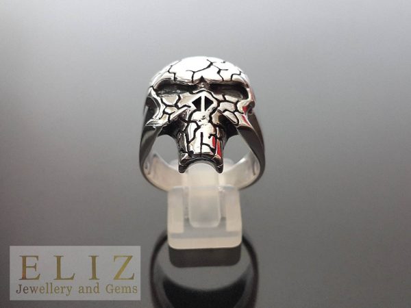 18 Gram's The Punisher Skull with Veins .925 Sterling Silver Ring 9.5' 12'