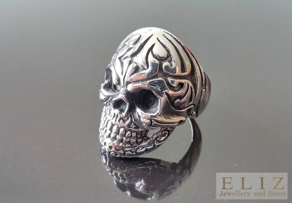 925 Sterling Silver Tribal Skull  punk goth rock biker Ring. 8.5' 10.5'