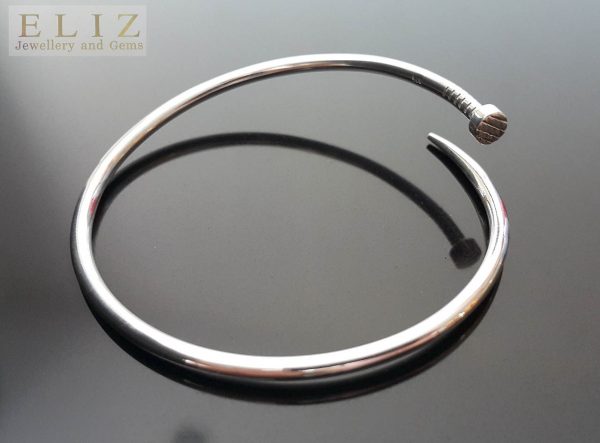 Twisted Nail 925 Sterling Silver UNISEX Rocker BRACELET Coffin Nail Punk Goth, Exclusive Design Adjustable