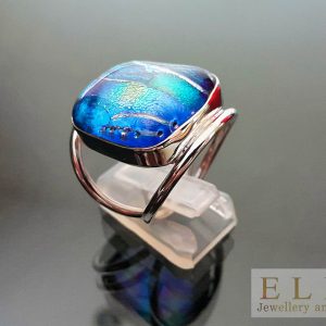 Sterling Silver 925 UNIQUE Ring Murano Glass Size 8 Exclusive Gift