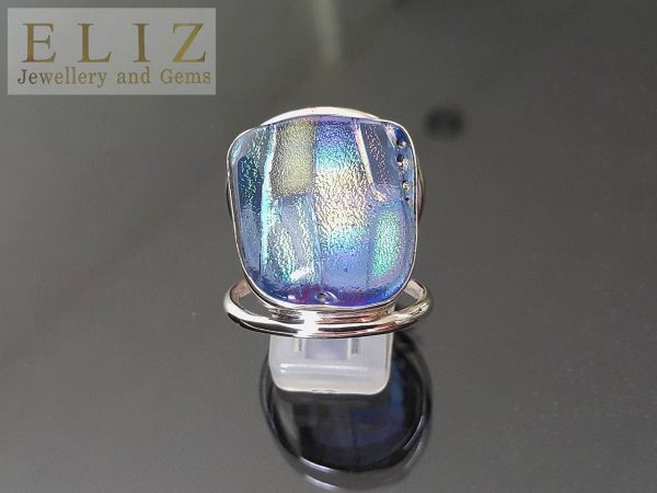Sterling Silver 925 UNIQUE Ring Murano Glass Size 8 Exclusive Gift