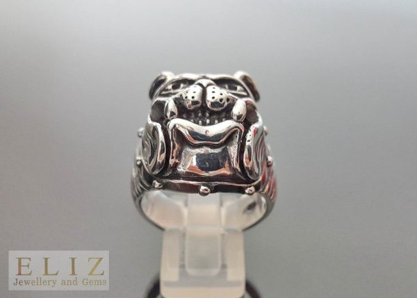 British Bulldog Ring 925 Sterling Silver Pet English Bulldog Heavy 24 grams