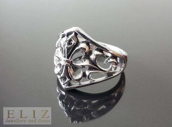 Fleur de Lis Royal Lily Ring STERLING SILVER 925 French Lily Double Mirror Fleur De Lis