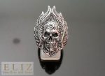 925 Sterling Silver Fire Chief Skull GOTH PUNK BIKER Ring 8.5' 9.5' 10.5'