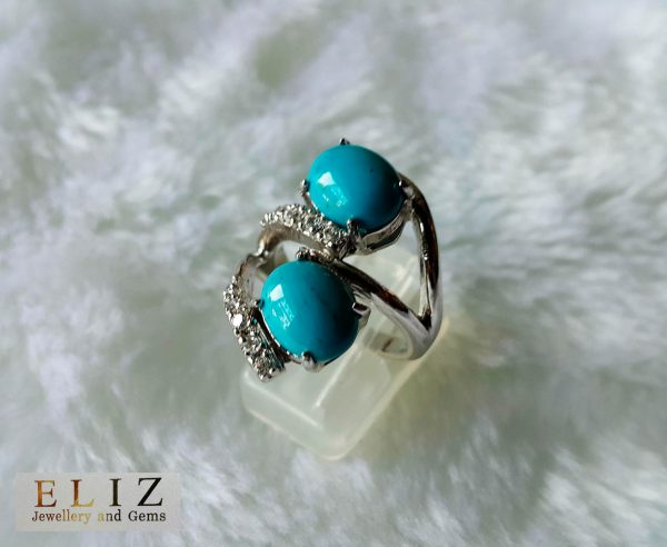Sterling SIlver 925 Genuine ARIZONA TURQUOISE Ring Natural Gemstone Exclusive Design Handmade Size 7.5