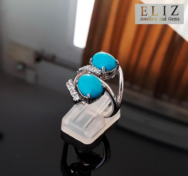 Sterling SIlver 925 Genuine ARIZONA TURQUOISE Ring Natural Gemstone Exclusive Design Handmade Size 7.5