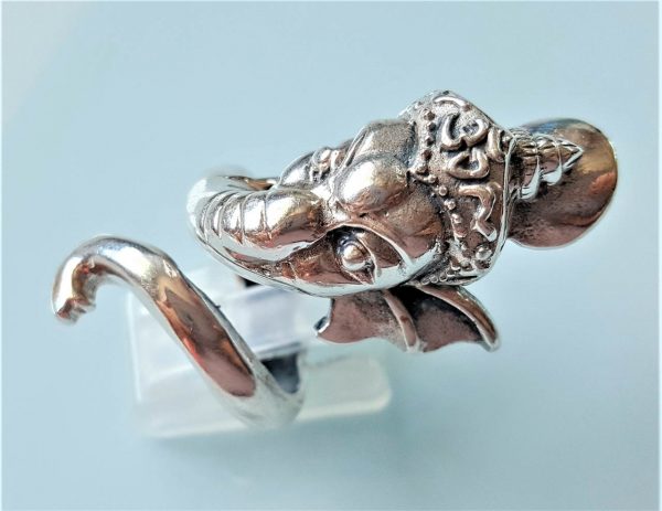 Ganesh 925 Sterling Silver Elephant Ring Great Ganesha Blessing Lord of Success Wealth Wisdom Ohm Aum Talisman Amulet Good Luck Om Symbol