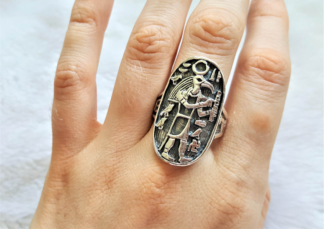 Great THOTH STERLING SILVER 925 Ring Ancient Egyptian God of Wisdom ...