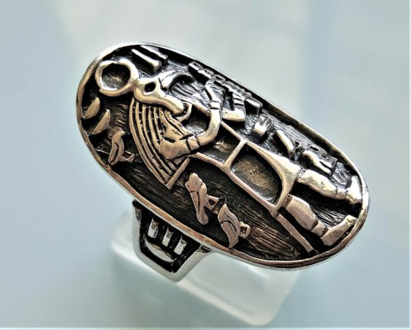 Great THOTH STERLING SILVER 925 Ring Ancient Egyptian God of Wisdom  Ibis Head Hieroglyphs Egypt Spiritual Sacred Talisman Amulet