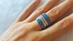 Sterling Silver 925 Ring Cool Design Blue Enamel Stylish Esclusive Cubic Zirconia High Fasion