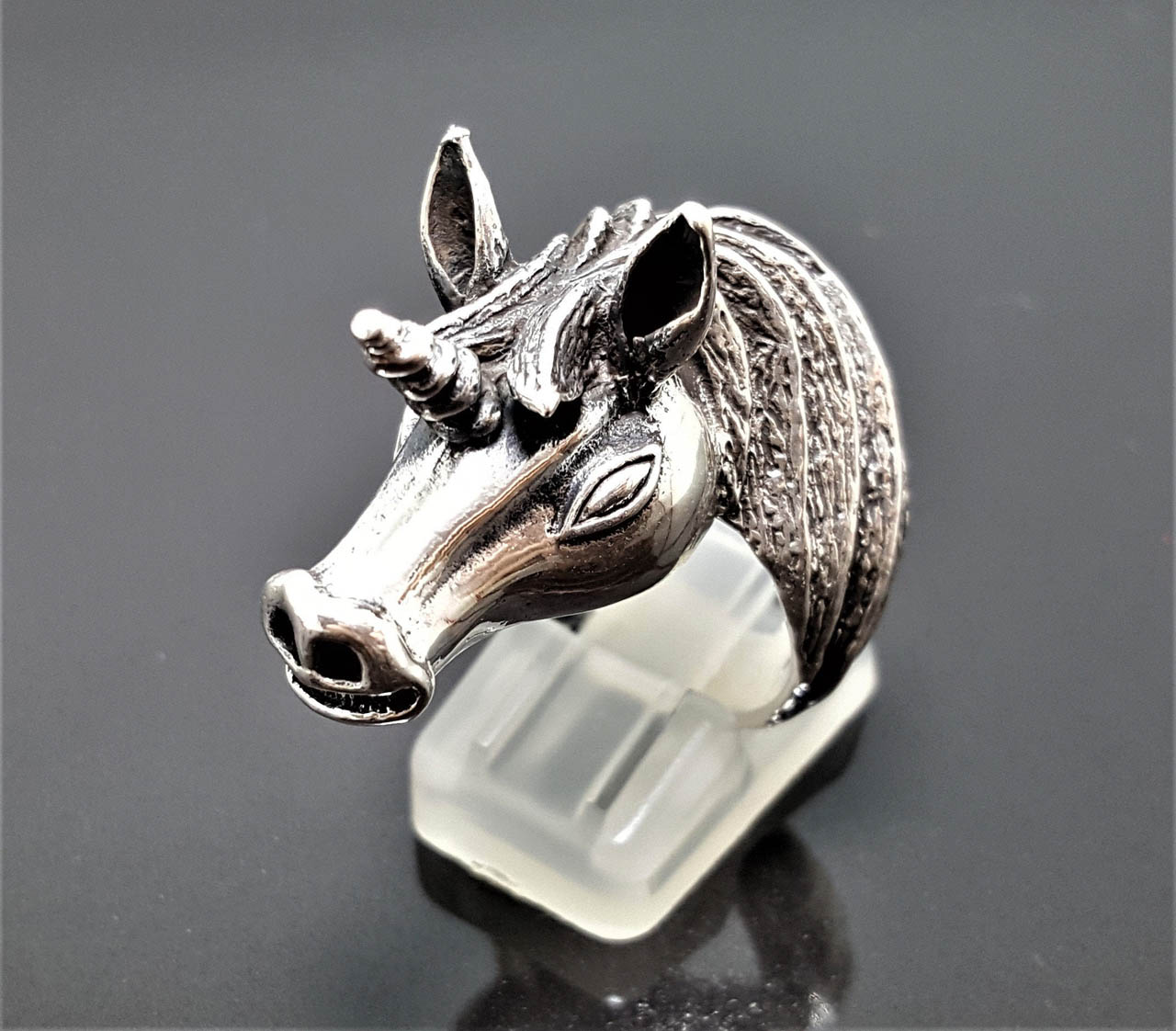 925 Sterling Silver Solid Heavy Chunky Big Pegasus Horse Equestrian Ring Gift 