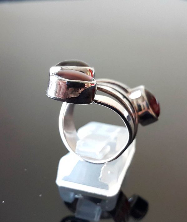 Sterling Silver 925 Ring Genuine GARNET Cabochon NEW design Size 7