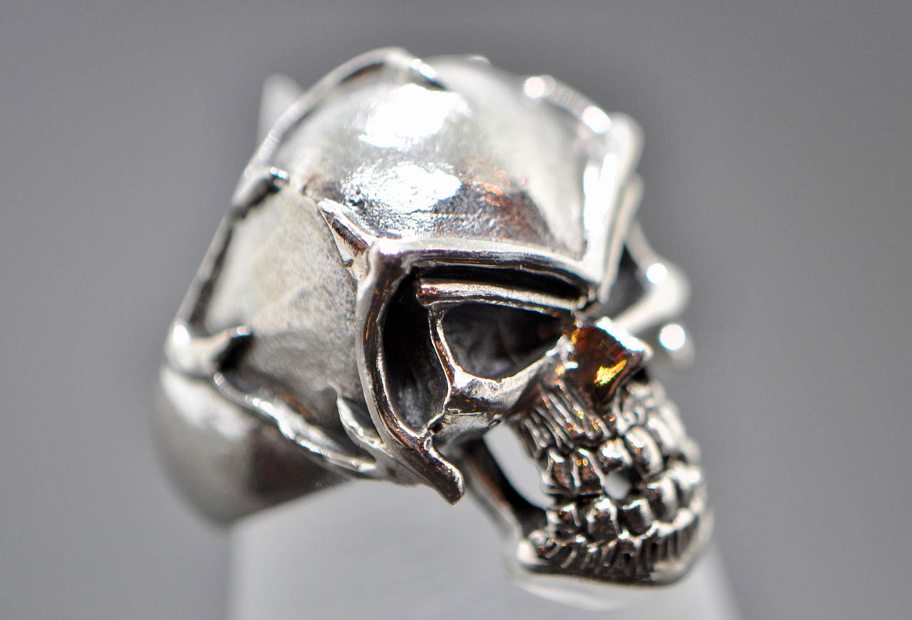 925 Sterling Silver Battle Helmet Warrior Skull Ring - ELIZ Jewelry and ...