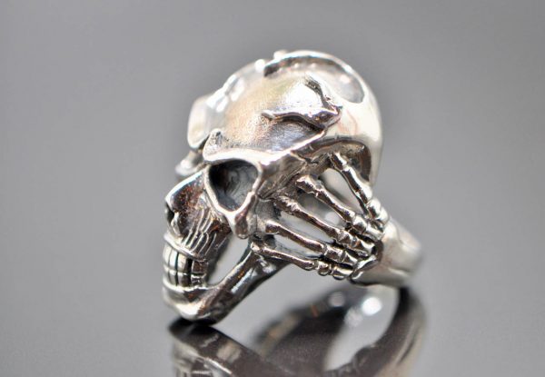 Pure Solid .925 Sterling Silver Brain Freeze Skull Ring