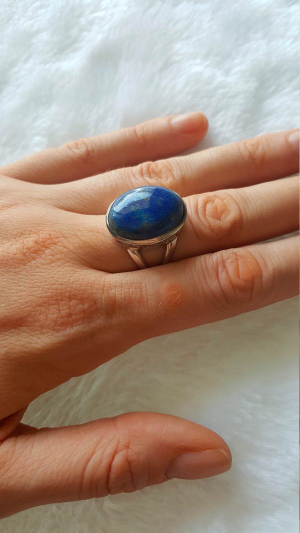 Genuine Lapis Lazuli Sterling Silver Ring Exclusive Gift Mother Earth Beauty Size 7.5, 8, 8.5
