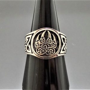 Sterling Silver 925 Ring Viking Bear Paw Claw Slavic Warding Veles Sacred Symbol Talisman Amulet