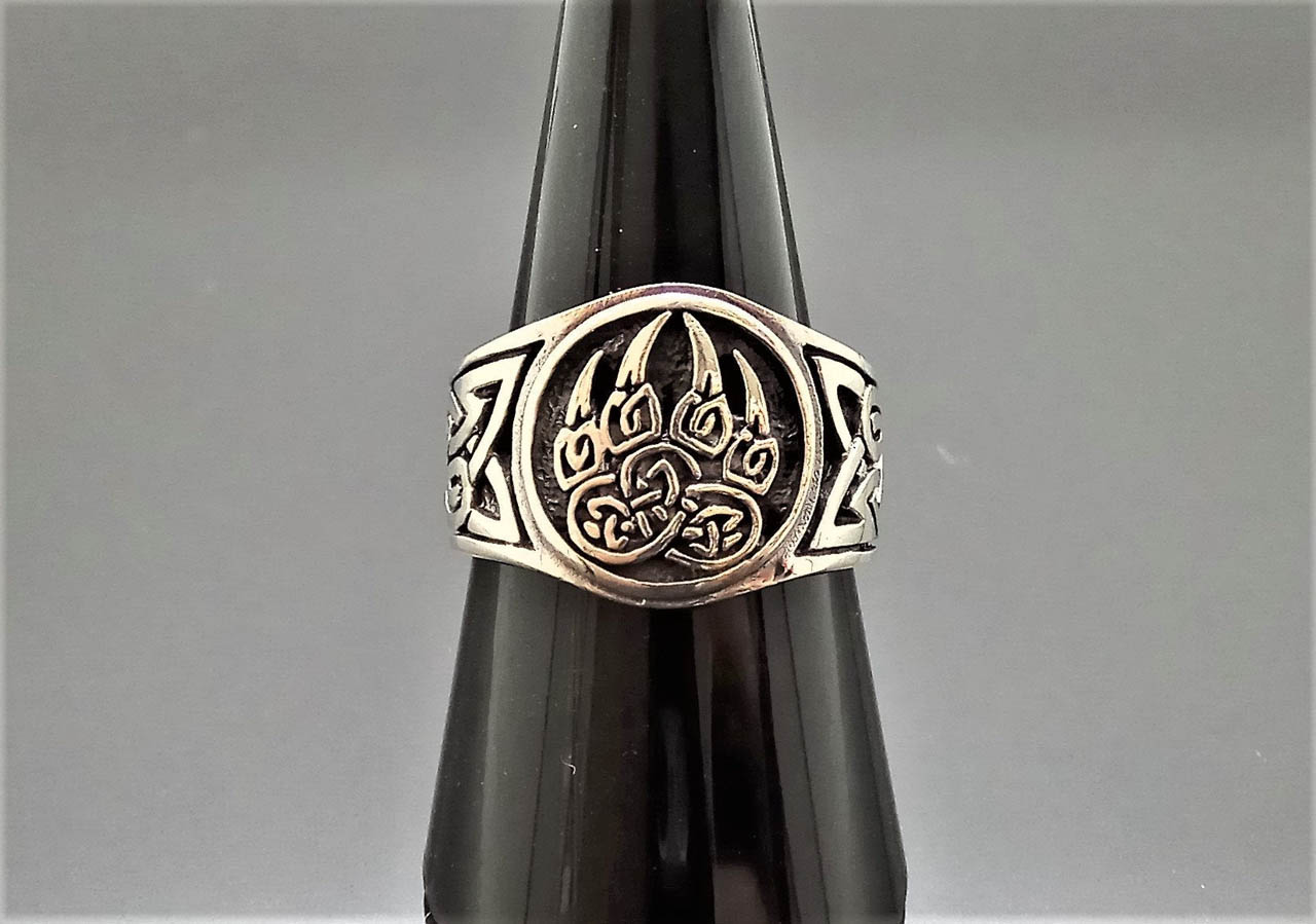 Sterling Silver 925 Ring Sacred Viking Bear Paw Claw Slavic Warding Talisman 