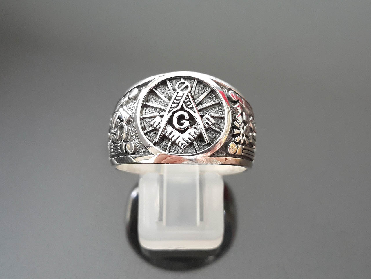 Masonic Sterling Silver MASTER MASON Ring Illuminati Masonic Symbols G letter