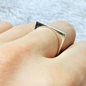 Eliz STERLING SILVER 925 Square Geometry Stackable Ring Unique Design Elegant Gift