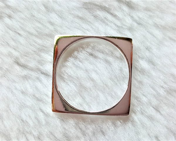 Eliz STERLING SILVER 925 Square Geometry Stackable Ring Unique Design Elegant Gift