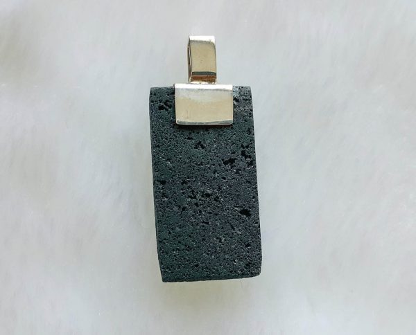 Eliz ENERGY CRYSTAL Natural Volcanic Lava Stone Sterling Silver Pendant Mother Earth essential oil diffuser Talisman Amulet