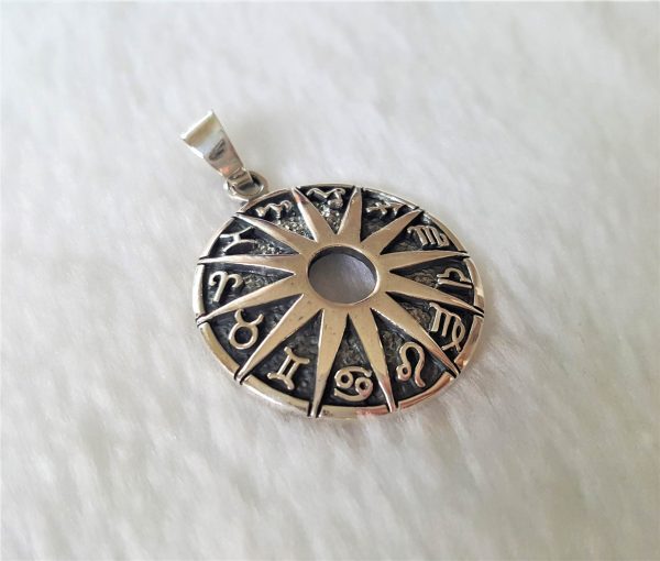 STERLING SILVER 925 Zodiac Pendants Horoscope Sacred Symbols Astrology Sun Star Symbol Talisman Amulet Handmade EXCLUISVE