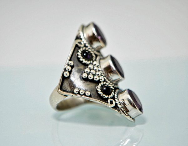 Eliz 925 Sterling Silver Genuine AMETHYST Natural Gemstones Ring