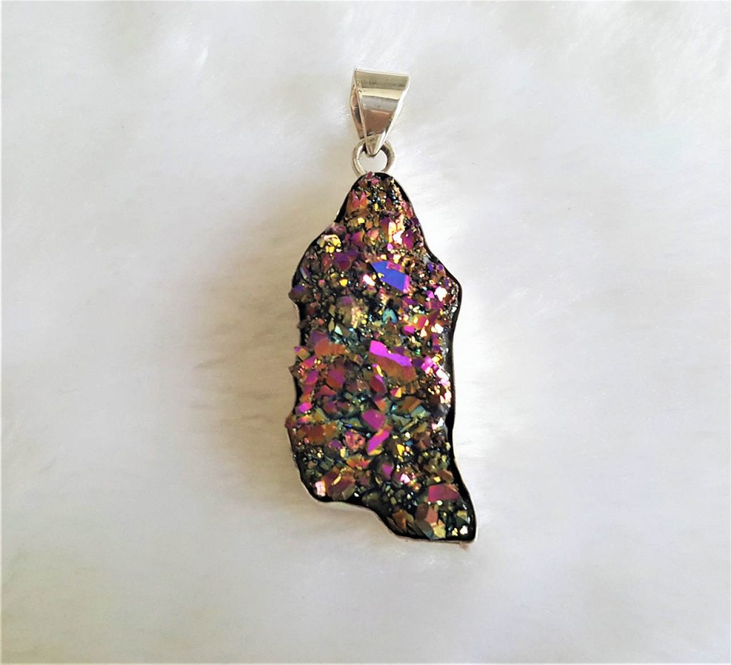Rainbow Quartz Druzy 25 pcs Wholesale Lots 925 Sterling Silver Plated Pendants