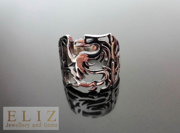 Eliz 925 Sterling Silver British Royal Dragon Ring