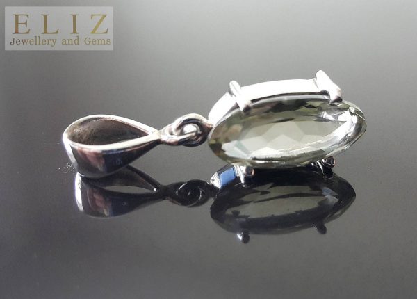 Eliz Genuine Brazilian Prasiolite Green Amethyst Sterling Silver Pendant Exclusive Gift