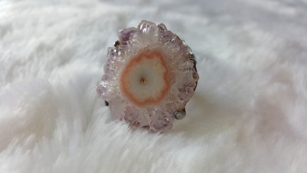Eliz Natural Druzy Quartz Crystal Geode Rock STERLING SILVER 925 Pendant Exclusive Gift Mother Nature Beauty Adjustable SIZE 6, 7, 8