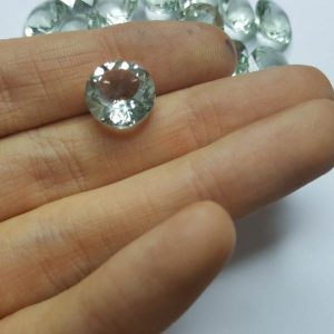 Eliz Natural AAA Grade Green Amethyst PRASIOLITE 11, 13 mm Round faceted diamond cut Semi Precious Genuine Gemstone Jewelry Making 1 pcs
