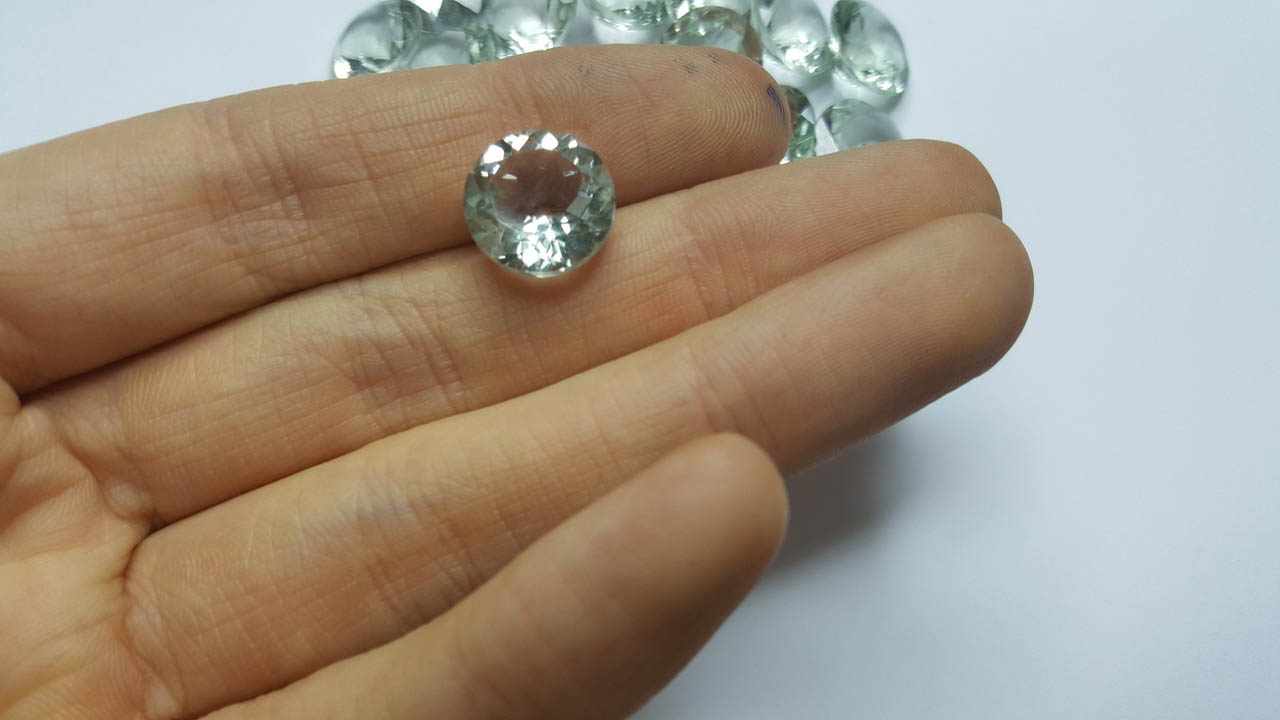 GREEN AMETHYST 12 x 10 MM OVAL CONCAVE CUT AAA ALL NATURAL 