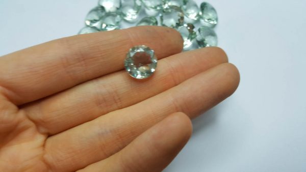 Eliz Natural AAA Grade Green Amethyst PRASIOLITE 11, 13 mm Round faceted diamond cut Semi Precious Genuine Gemstone Jewelry Making 1 pcs