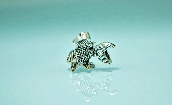 Fancy Gold Fish 925 Sterling Silver Pendant Movable Fins 3D Pendant Good Luck Talisman Amulet Gift