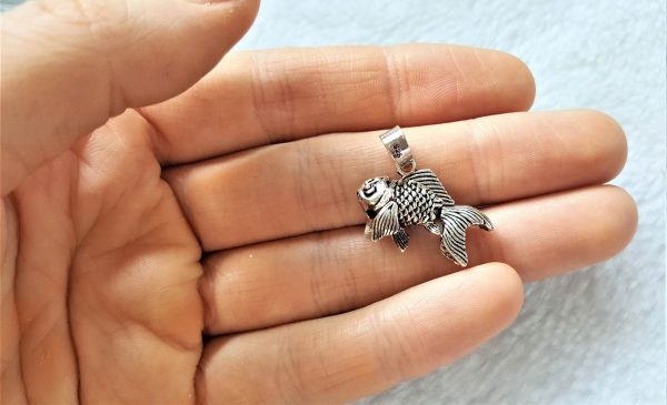 Fancy Gold Fish 925 Sterling Silver Pendant Movable Fins 3D Pendant Good Luck Talisman Amulet Gift
