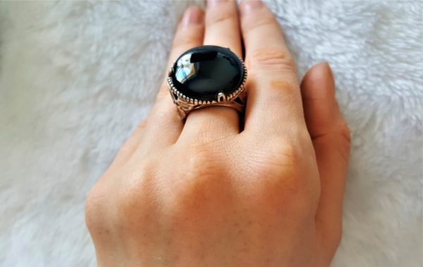 Sterling Silver 925 Handmade Ring Natural Black Onyx Unique Design Exclusive Gift Genuine Gemstone