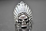 Eliz Sterling Silver 925 Indian  Tribal Chief Warrior Skull Ring Spirit Amulet Talisman Handmade American Indian
