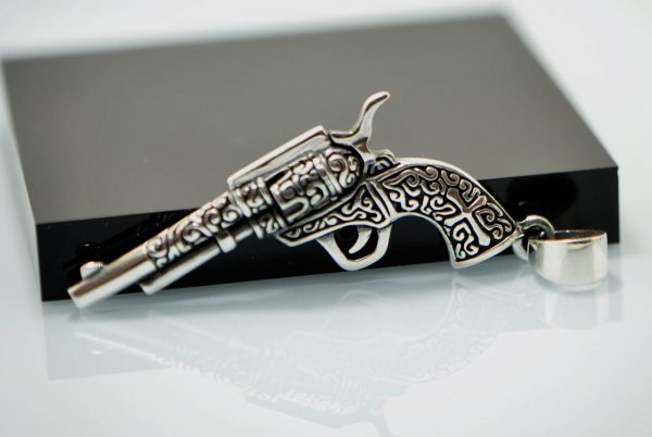 Silver Mexican Sugar Spinning Revolver Gun Pendant