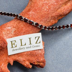 Eliz 925 Sterling Silver Genuine Natural GARNET Tennis Bracelet 7 inches 12.5 g