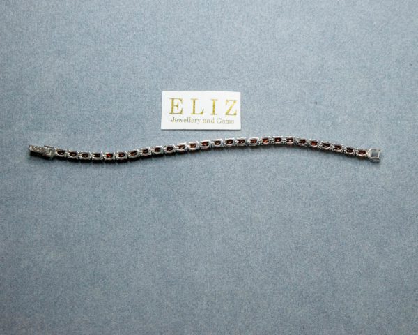 Eliz 925 Sterling Silver Genuine Natural GARNET Tennis Bracelet 7 inches 12.5 g