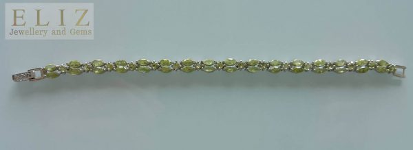 Sterling Silver Genuine Precious Peridot Bracelet Marquise Gems 7.5 inches