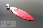 Eliz Sterling Silver 925 Natural Red Coral Pendant Custom Made Gift Long Marquise Talisman Amulet