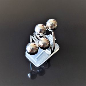 Eliz STERLING SILVER 925 Four Balls Stylish Geometric Modern Ring Simple Beauty Exclusive Design Gift for Her Size