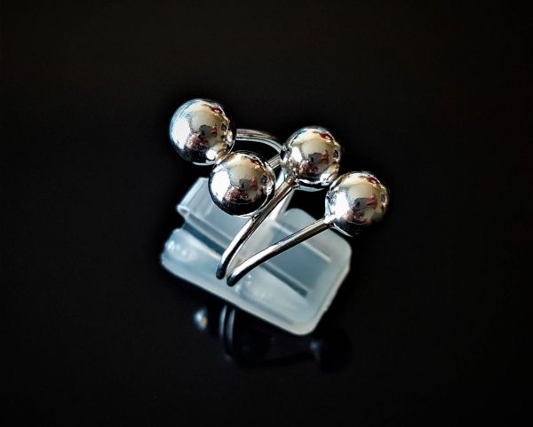 Eliz STERLING SILVER 925 Four Balls Stylish Geometric Modern Ring Simple Beauty Exclusive Design Gift for Her Size