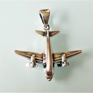Eliz STERLING SILVER 925 Air Plane Pendant Pilots Gift Exclusive Design Talisman AIRCRAFT 11.2 grams