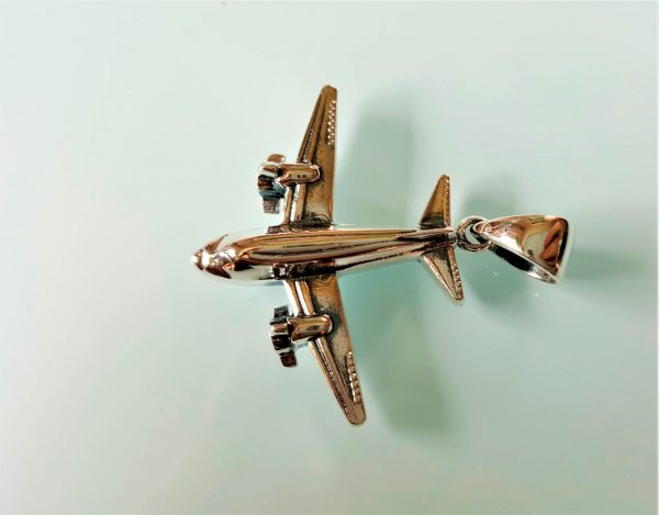 STERLING SILVER 925 Air Plane Pendant Pilots Gift Exclusive Design Talisman AIRCRAFT 11.2 grams