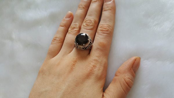Sterling Silver 925 Ring Natural Huge SMOKY Quartz Exclusive Handmade One Of A Kind Size 8