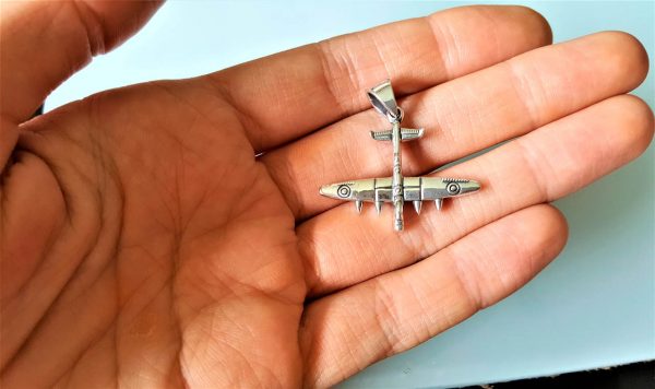 925 STERLING SILVER  B52 Bomber Air Plane Pendant Pilots Gift Exclusive Design Talisman AIRCRAFT 11.2 grams